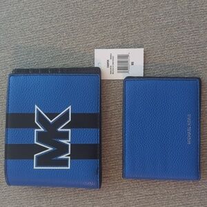 Michael kors mens wallet blue 100% authentic  came with ID insert brand new